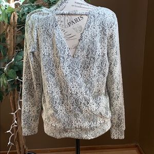 Black and white lace print knit top from Nordstrom